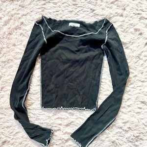 Topshop Raw Distressed Witchy Gothic Grunge Alt Girl Punk Edgy Slim Crop Top